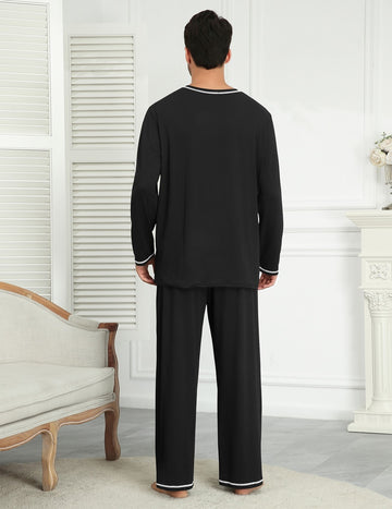 ekouaer-men-schlafanzug-herren-langarm-2-teilig-mit-taschen image 5