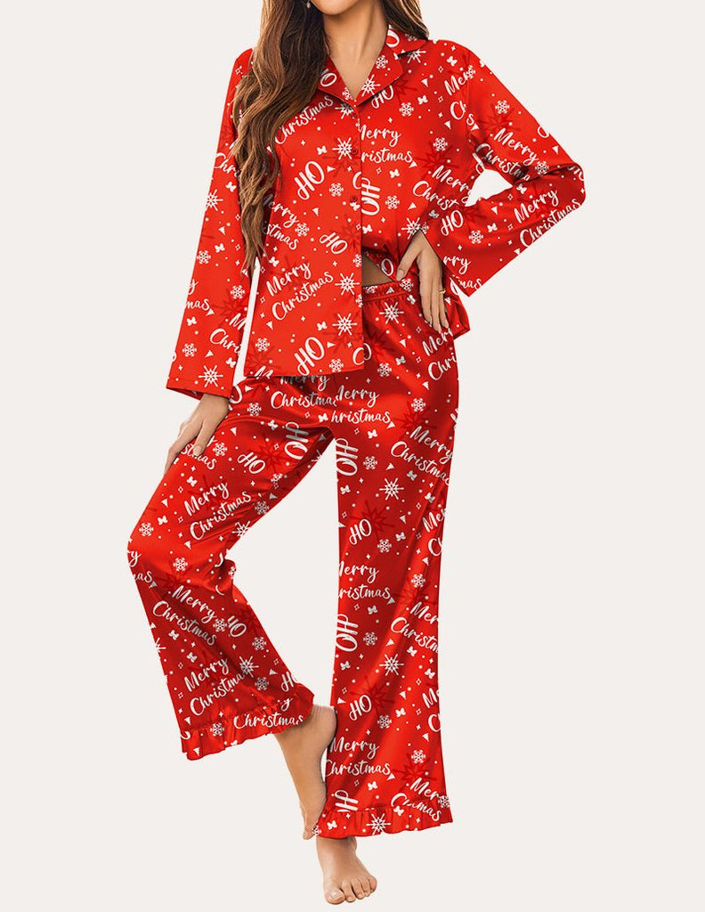 ekouaer-luxe-satin-pyjama-set-damen-langarm-knopfhemd image 1