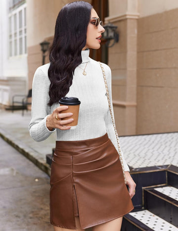 ekouaer-pajama-sets-turtleneck-langarm-shirt-gerippt-slim-fit image 3