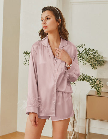 ekouaer-pajama-sets-feder-satin-pyjama-shorts image 5