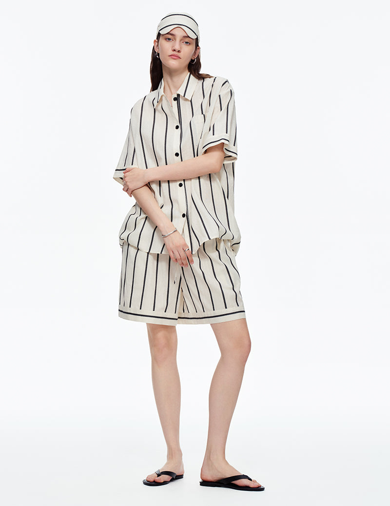 ekouaer-pajama-sets-baumwolle-schlafanzug-streifen-s-w image 4