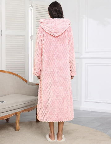 ekouaer-robes-pl-sch-bademantel-lang-mit-kapuze-rei-verschluss image 5