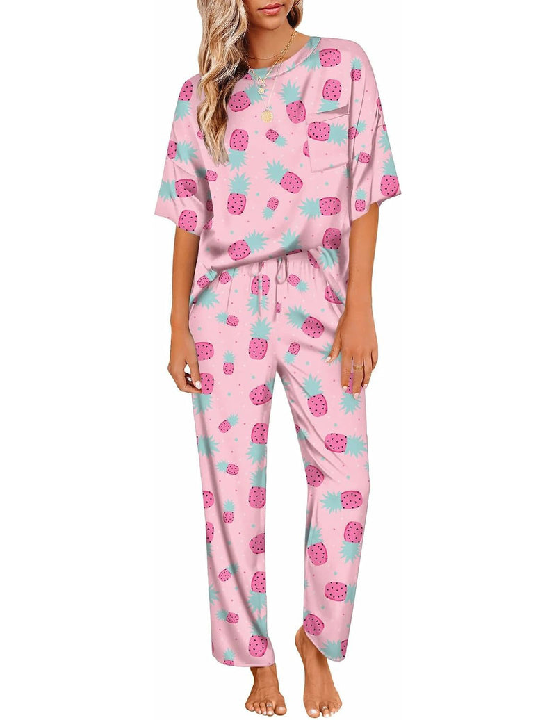 ekouaer-satin-pyjama-set-kurzarm-weites-bein-2-teilig-taschen image 3