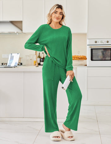 ekouaer-pajama-sets-ribbed-pyjama-langarm-2-teilig-warm image 3