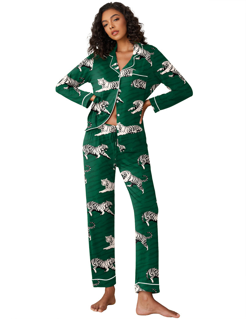 ekouaer-soft-rayon-notch-collar-pyjama-langarm-2-teilig-knopf image 6
