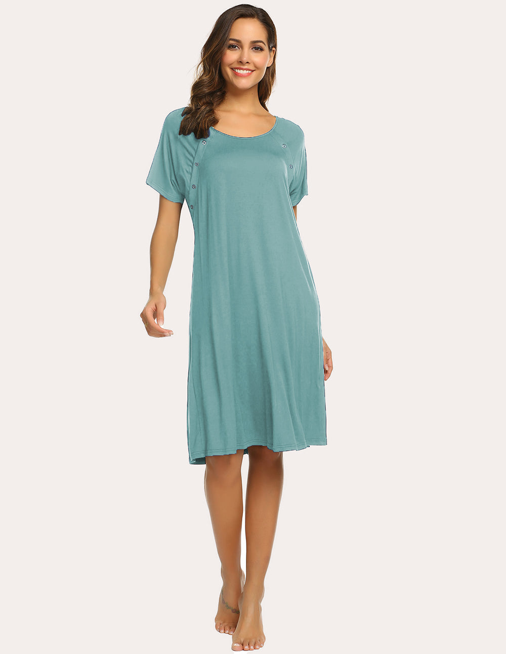 ekouaer-maternity-still-nachthemd-kurzarm-aqua-green image 3