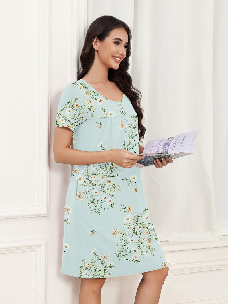 ekouaer-nightgowns-hauskleid-knopfleiste-taschen-blumen image 7