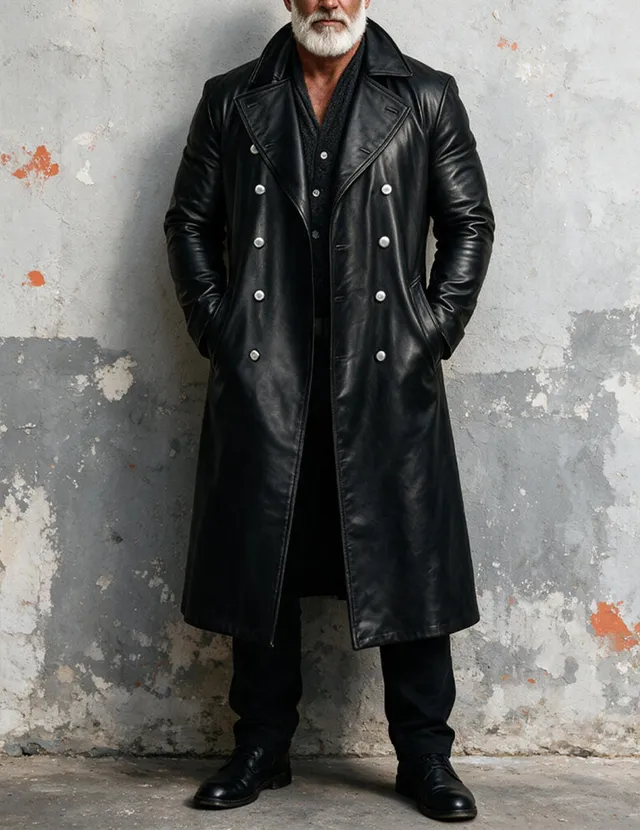 ekouaer-men-kunstleder-trenchcoat-herren-lang-doppelreihig image 1