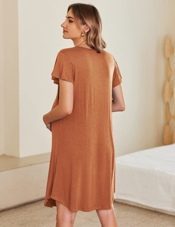 ekouaer-maternity-stillnachthemd-kurzarm-plissee image 7