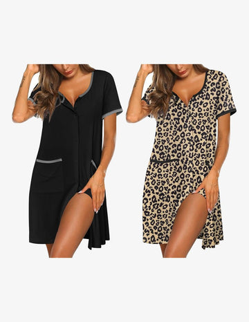 ekouaer-nightgowns-button-nachthemd-kurzarm-2er-pack image 5