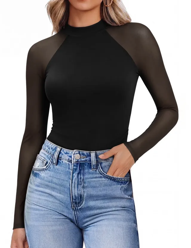 ekouaer-pajama-sets-mesh-spitze-top-schwarz-m image 1