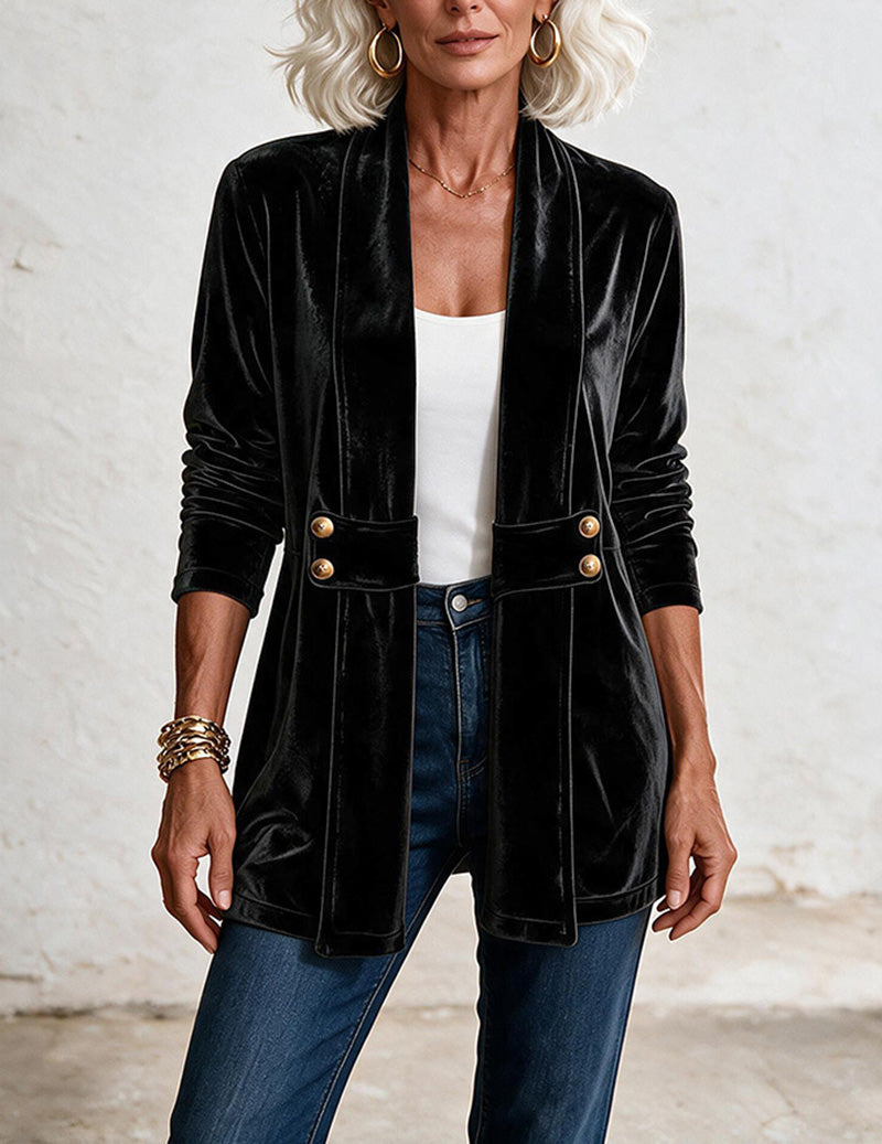 ekouaer-robes-velvet-cardigan-samt-mittellang-offen image 6
