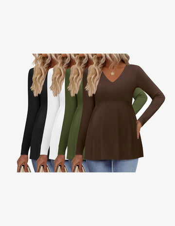 ekouaer-maternity-umstandsshirt-4er-pack-langarm-v-ausschnitt image 7