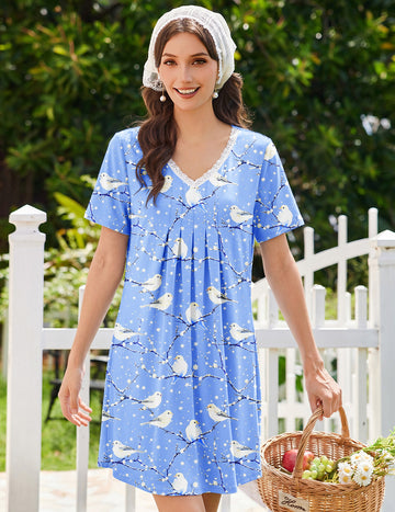 ekouaer-nightgowns-baumwoll-nachthemd-kurzarm-atmungsaktiv image 5
