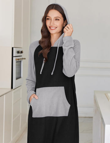 ekouaer-nightgowns-fleece-nachthemd-mit-kapuze-langarm image 3