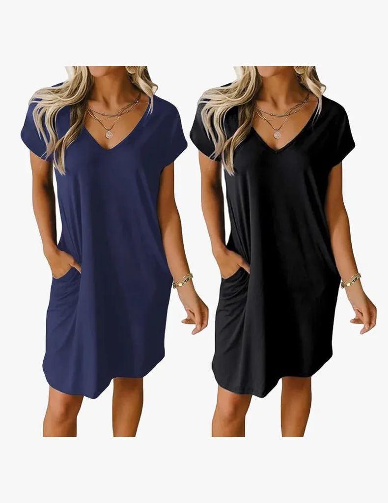 ekouaer-nightgowns-v-ausschnitt-nachthemd-2er-pack-kurzarm image 1
