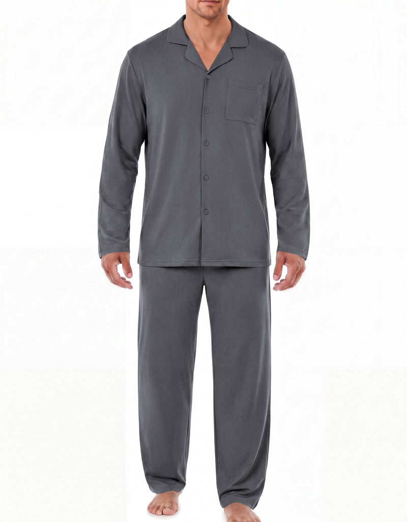 ekouaer-men-pyjama-set-karo-langarm-button-down image 6