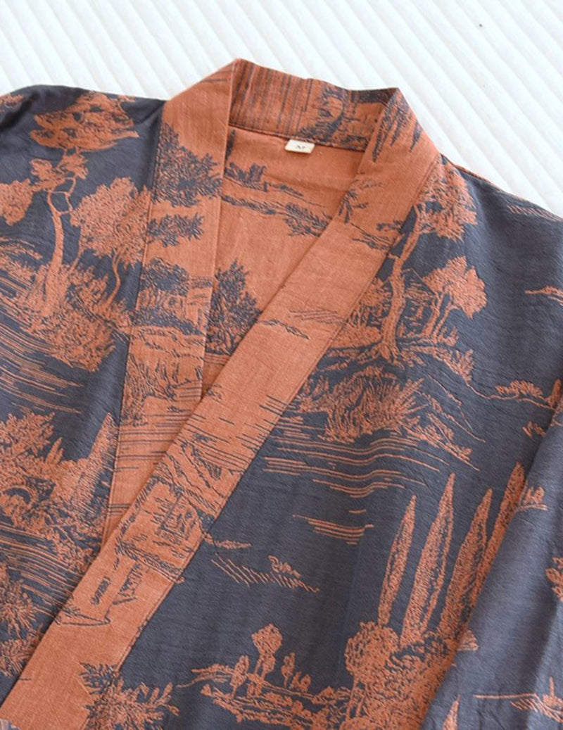 ekouaer-men-kimono-morgenmantel-dunkelblau-m-jacquard image 7