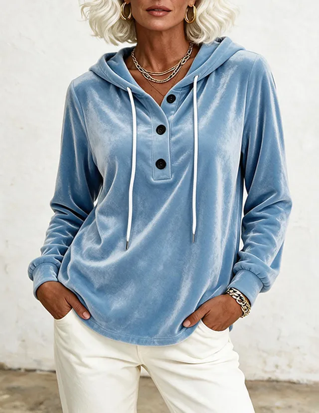 ekouaer-velvet-hoodie-samt-sweatshirt-schwarz image 1