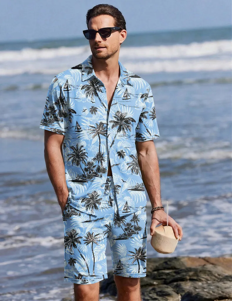 ekouaer-men-hawaii-pyjama-set-kurz-2-teilig-schlafanzug image 1