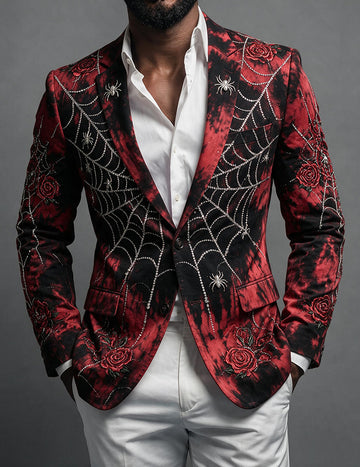 ekouaer-men-gothic-samt-blazer-weinrot-schwarz image 3