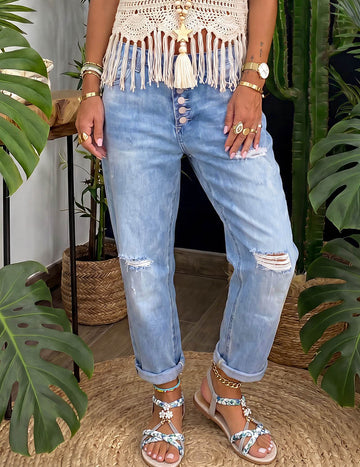 ekouaer-distressed-straight-leg-jeans-high-waist-blau image 3