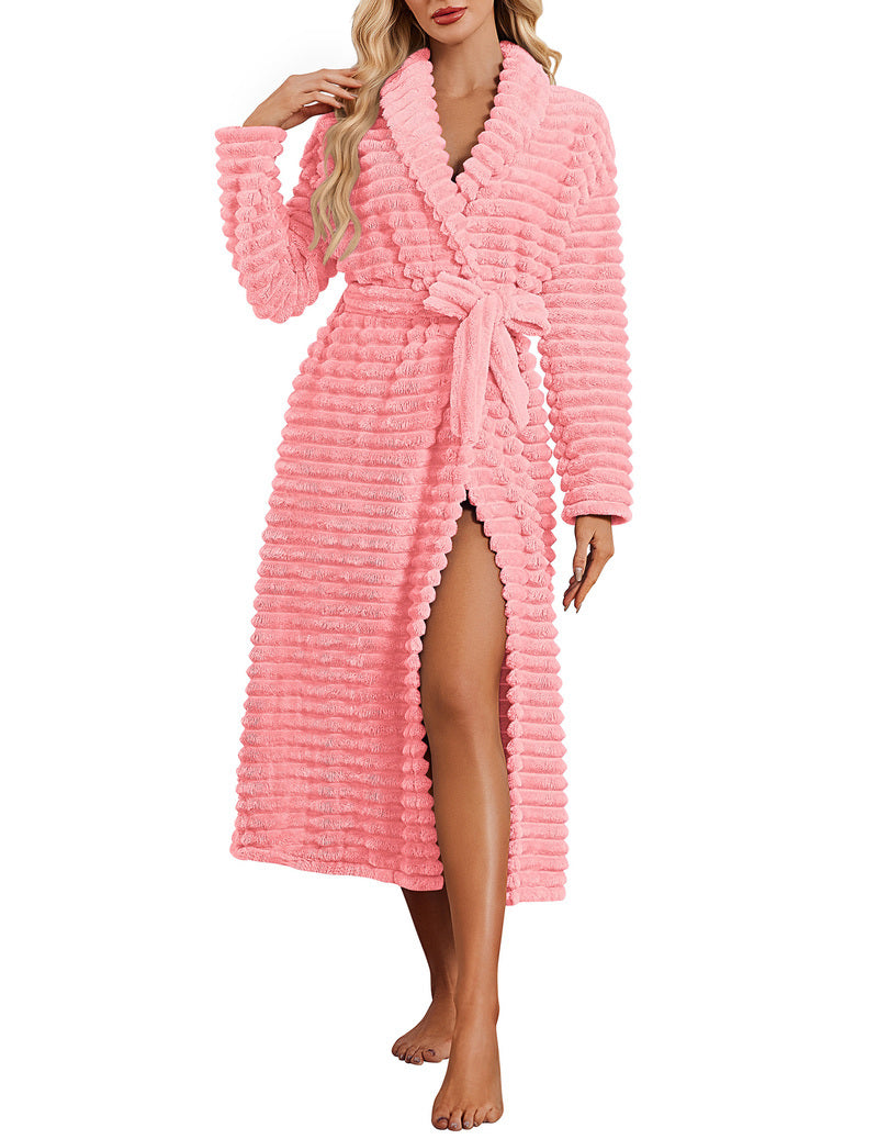 ekouaer-robes-fleece-bademantel-damen-dunkelgrau-warm image 4