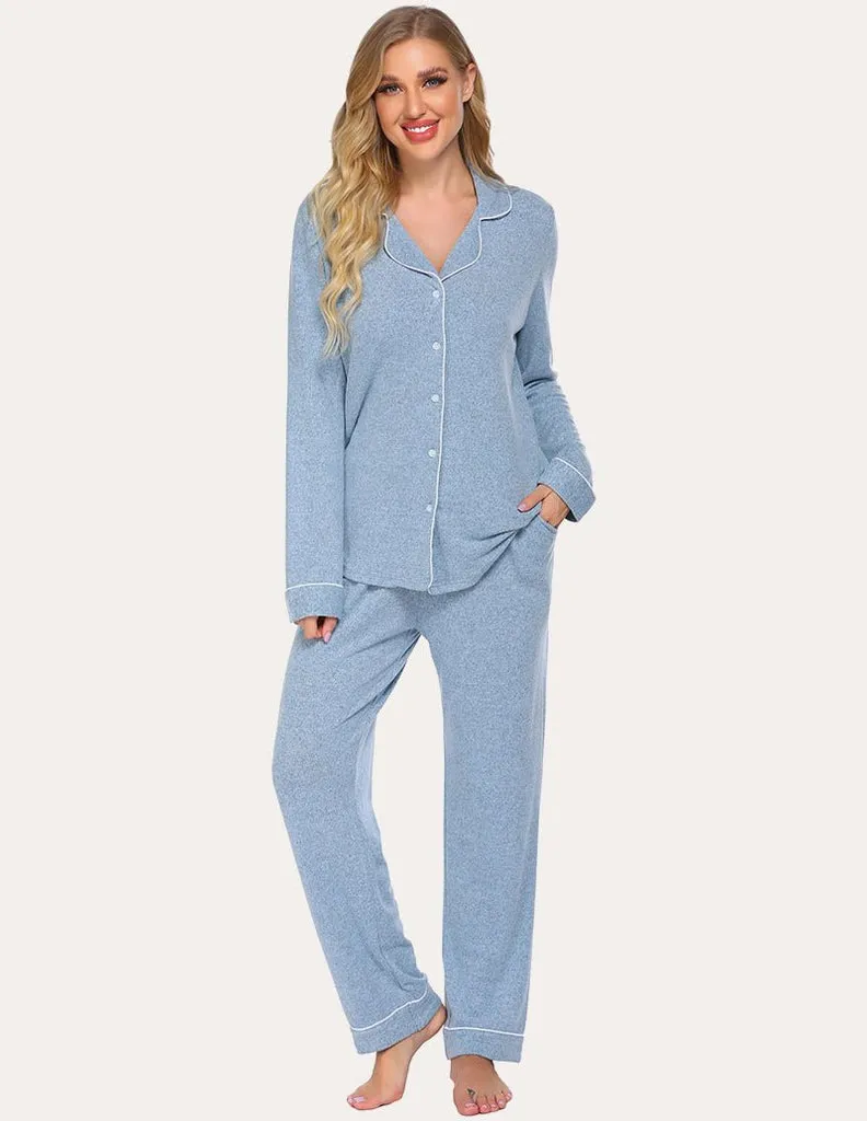 ekouaer-casual-button-down-loungewear-set-viskose image 1