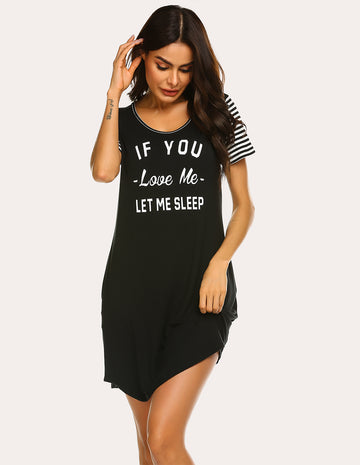 ekouaer-nightgowns-striped-short-sleeve-nachthemd-gestreift image 3