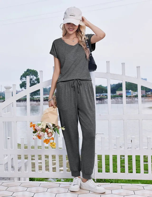 ekouaer-pajama-sets-jogger-schlafanzug-kurzarm-2-teilig image 1