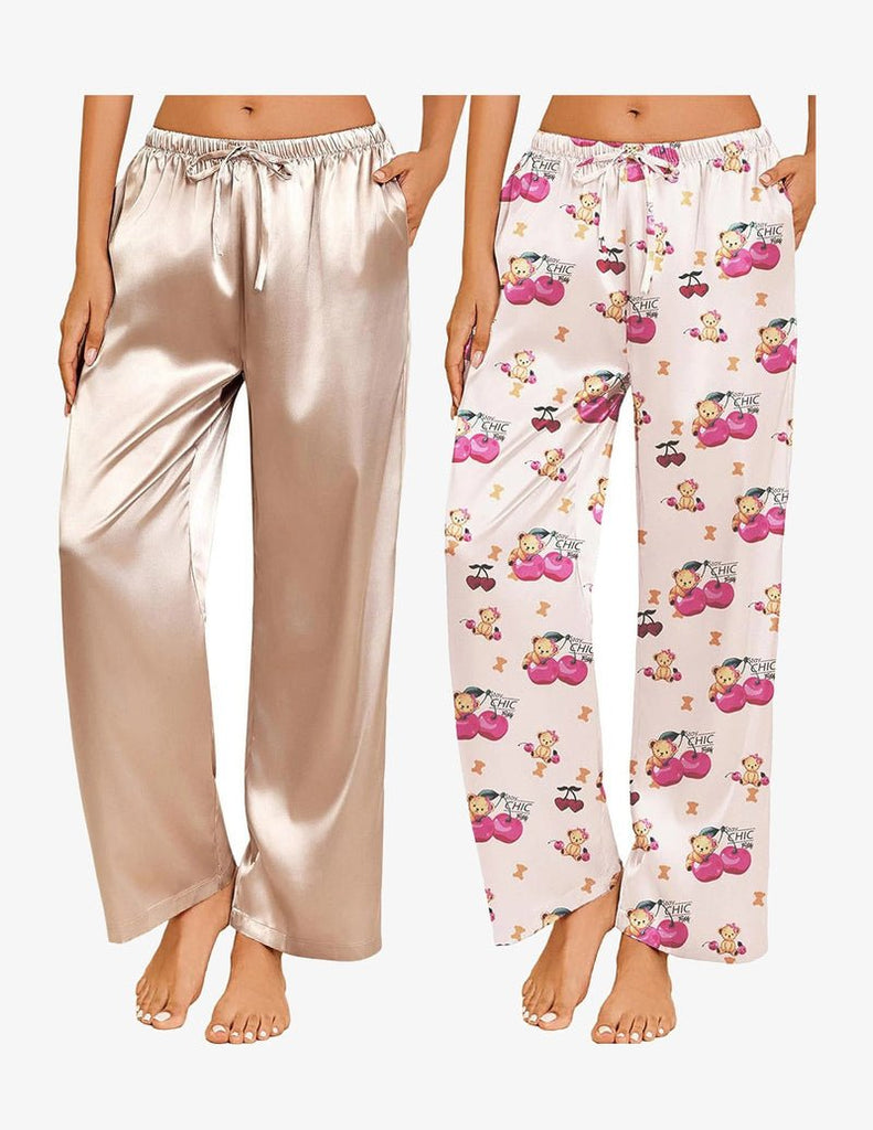 ekouaer-pajama-sets-satin-pyjamahose-2er-pack-mit-taschen image 1