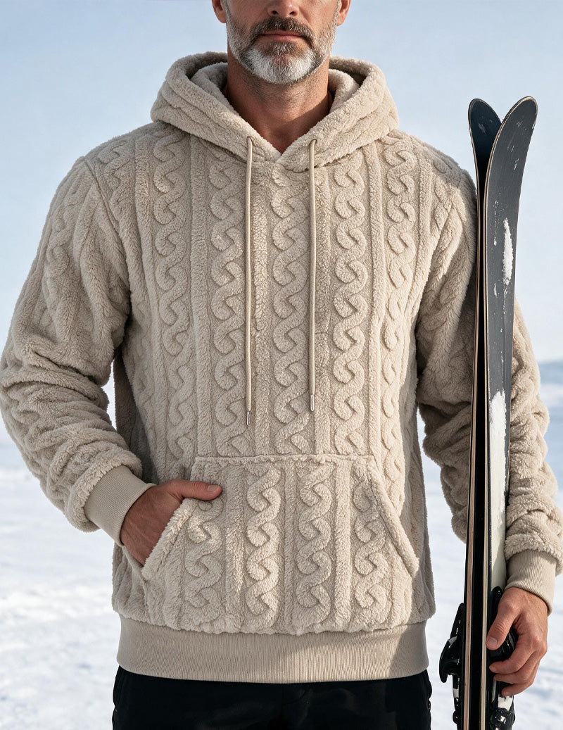 ekouaer-men-zopfstrick-kapuzenpullover-halbzip-schwarz image 1