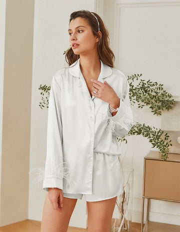 ekouaer-pajama-sets-feder-satin-pyjama-shorts image 3