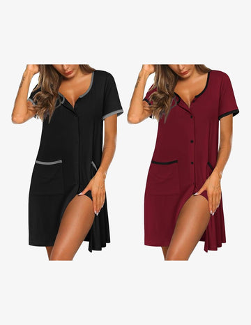 ekouaer-nightgowns-button-nachthemd-kurzarm-2er-pack image 7