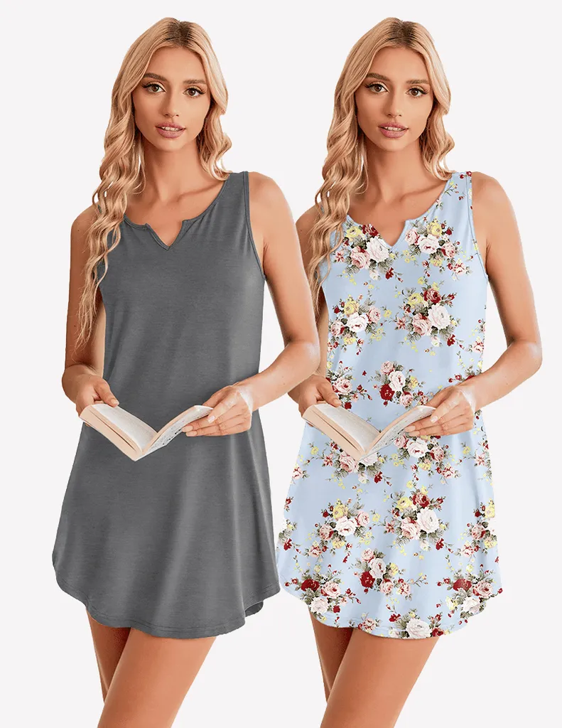 ekouaer-nightgowns-2er-tank-nachthemd-damen-v-ausschnitt image 1