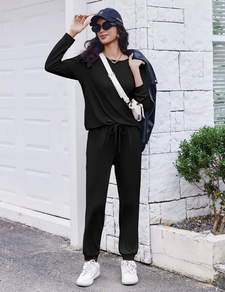 ekouaer-pajama-sets-lounge-pyjama-langarm-mit-jogger-hose image 1