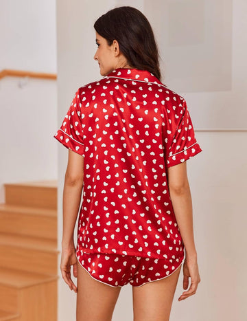 ekouaer-pajama-sets-satin-pyjama-shorts-2-teilig-still image 3