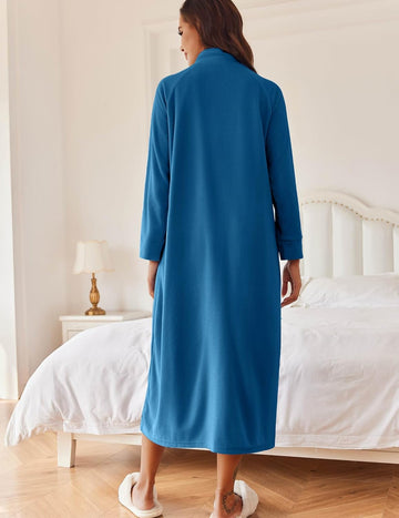 ekouaer-bademantel-rei-verschluss-fleece-langarm-mit-taschen image 5