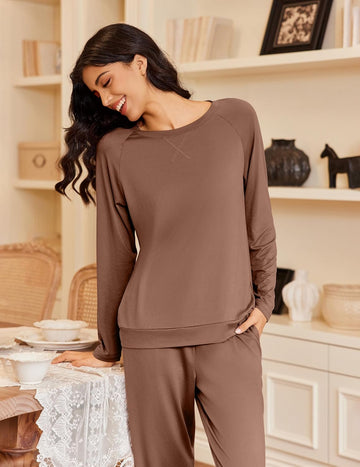 ekouaer-pajama-sets-langarm-pyjama-jogger-set-2-teilig-taschen image 7