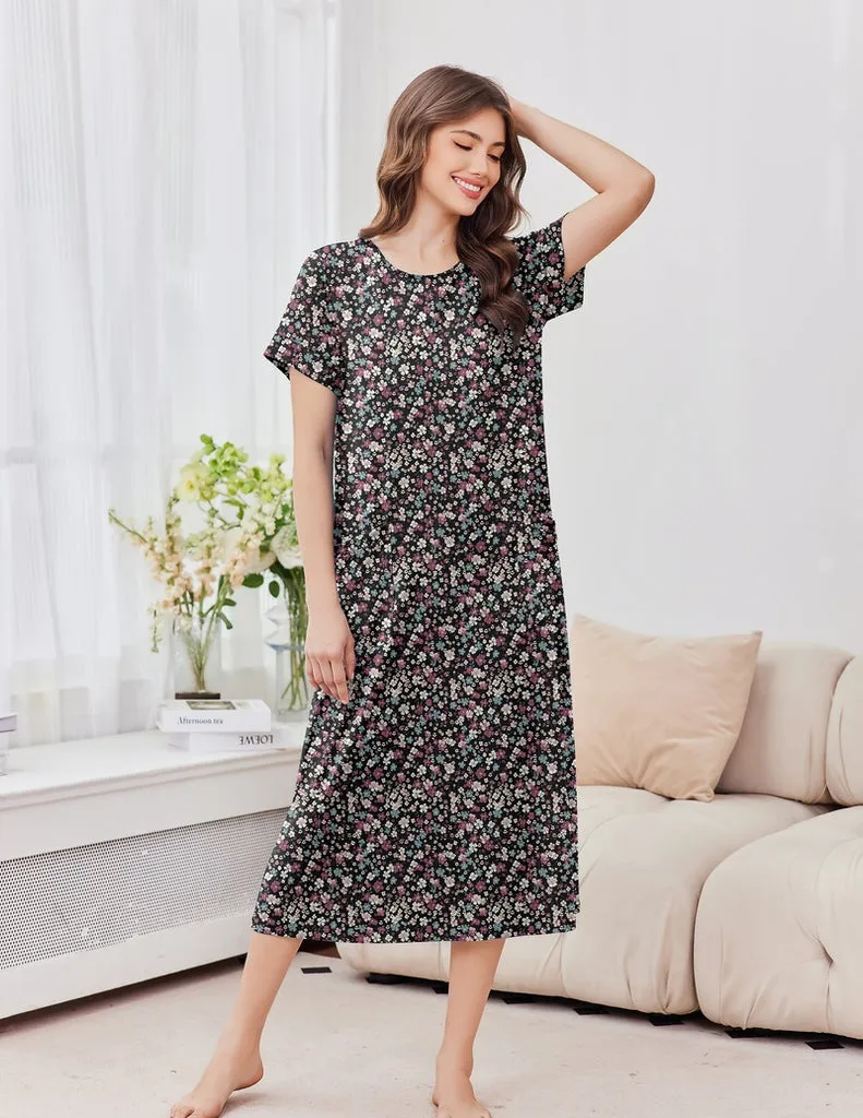 ekouaer-nachthemd-2er-pack-kurzarm-lang-mit-taschen image 1
