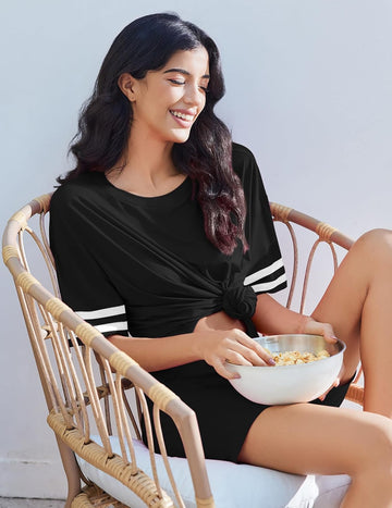 ekouaer-pajama-sets-2-teiliges-lounge-shorts-pyjama-oversized image 5