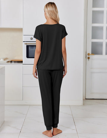 ekouaer-pajama-sets-kurzarm-pyjama-mit-jogginghose-weich image 7