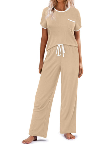 ekouaer-pajama-sets-ripstrick-kurzarm-lange-hose image 7