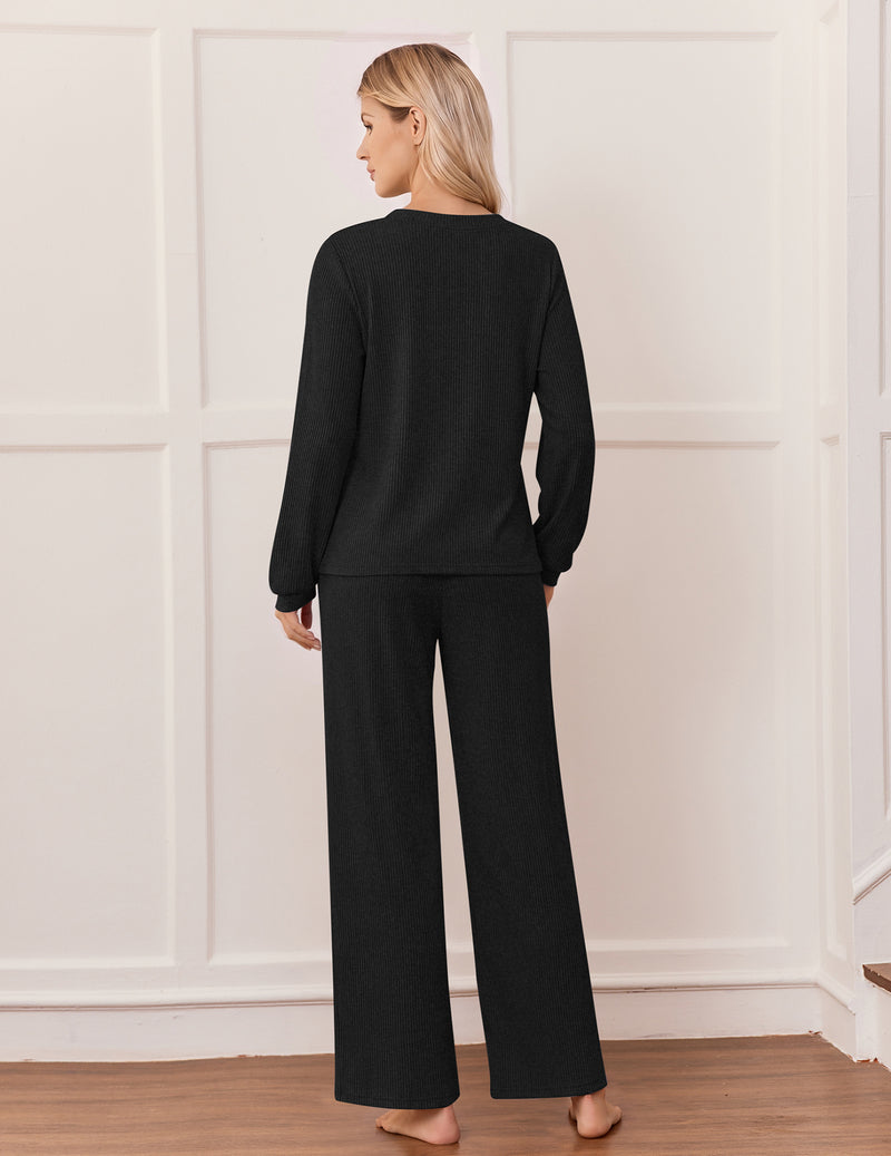 ekouaer-pajama-sets-langarm-v-neck-schlafanzug-caramel image 5