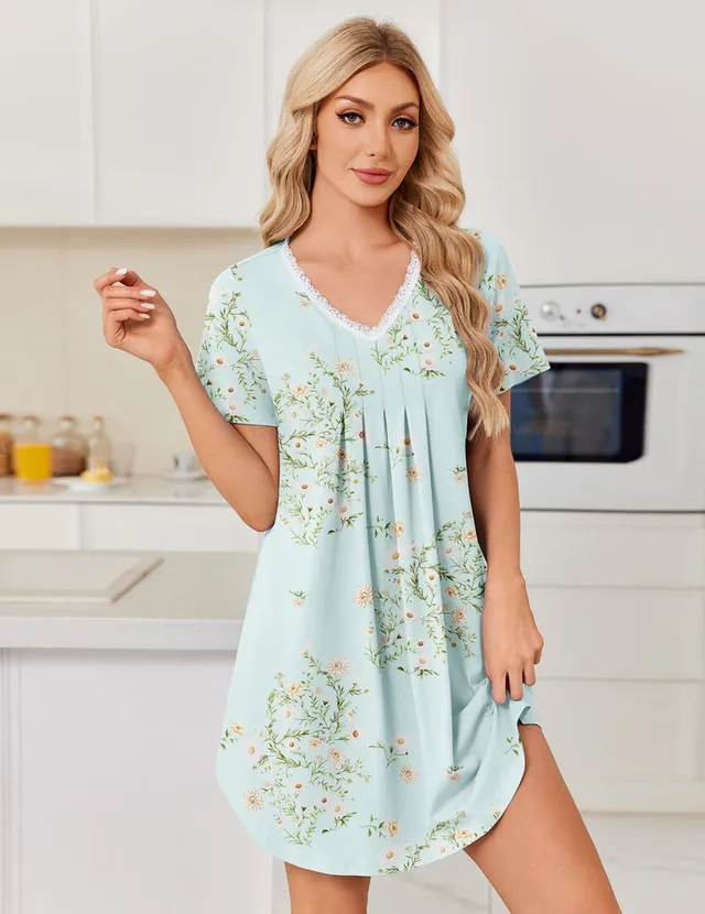 ekouaer-nightgowns-baumwoll-nachthemd-kurzarm-atmungsaktiv image 1