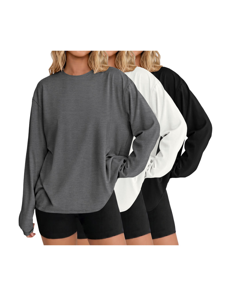 ekouaer-pajama-sets-3-packs-cotton-blend-langarmshirt-schwarz image 4