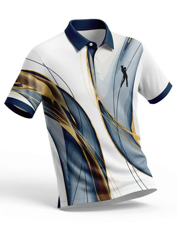 ekouaer-men-polo-white-gold-swirl-polohemd-wei image 5