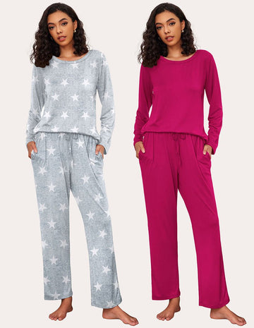 ekouaer-pajama-sets-langarm-pyjama-2er-set-rundhals image 5