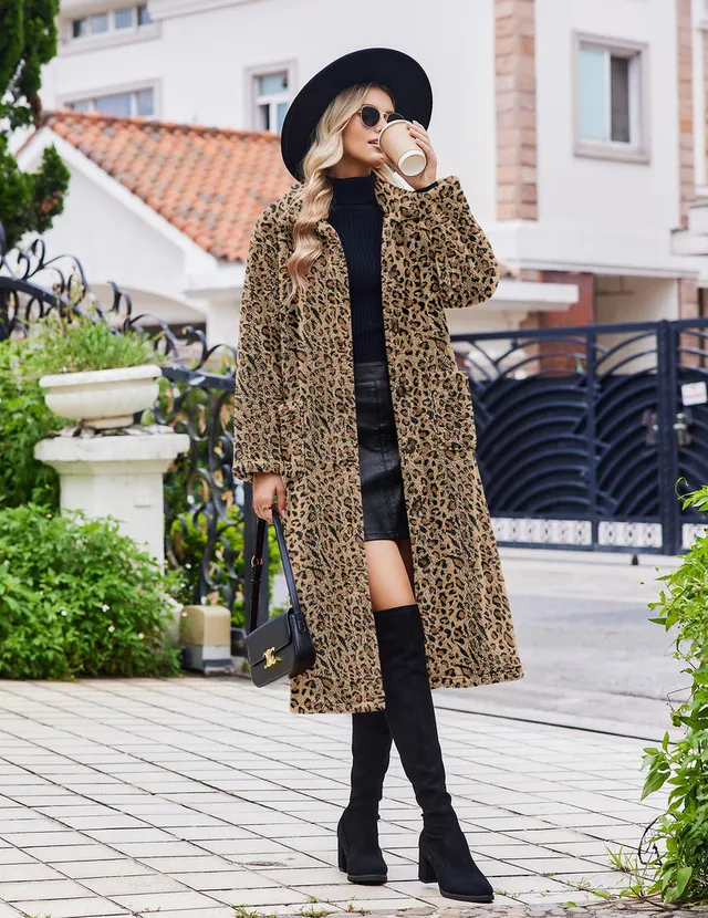 ekouaer-robes-button-down-fleece-bademantel-braun-leo image 1