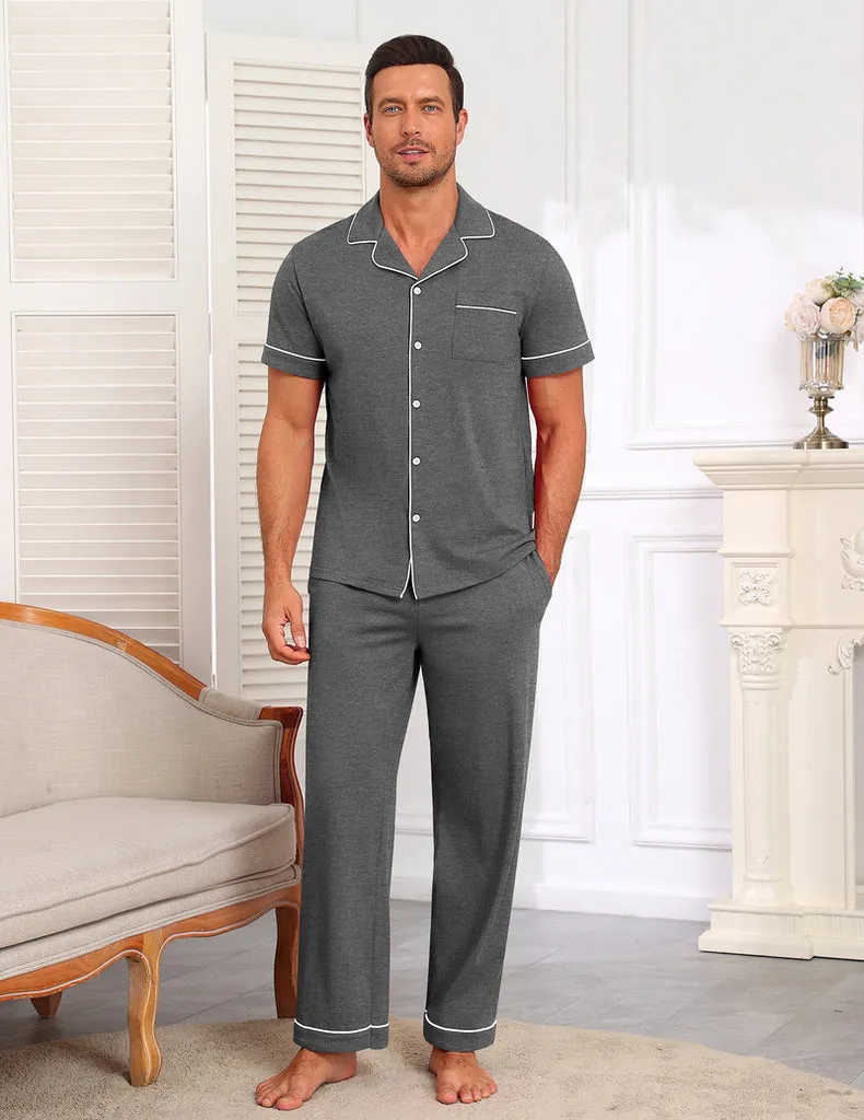 ekouaer-pajama-sets-baumwoll-schlafanzug-kurzarm-2-teilig image 1